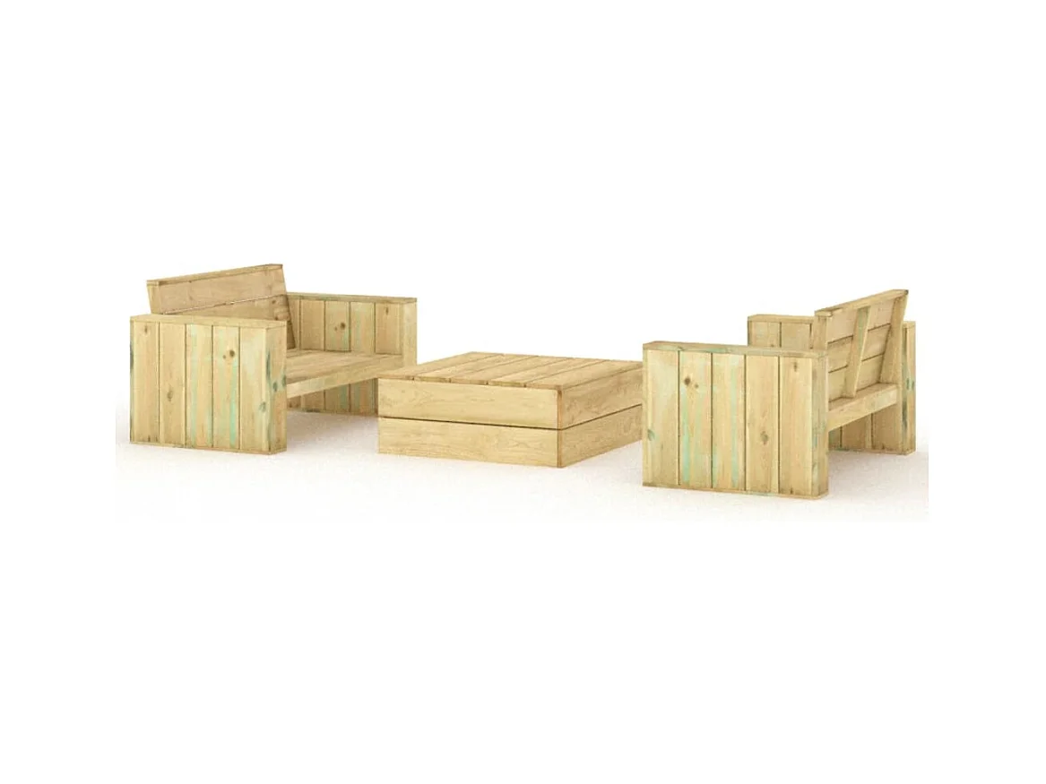 Salon de jardin 3 pcs Bois massif de pin imprégné