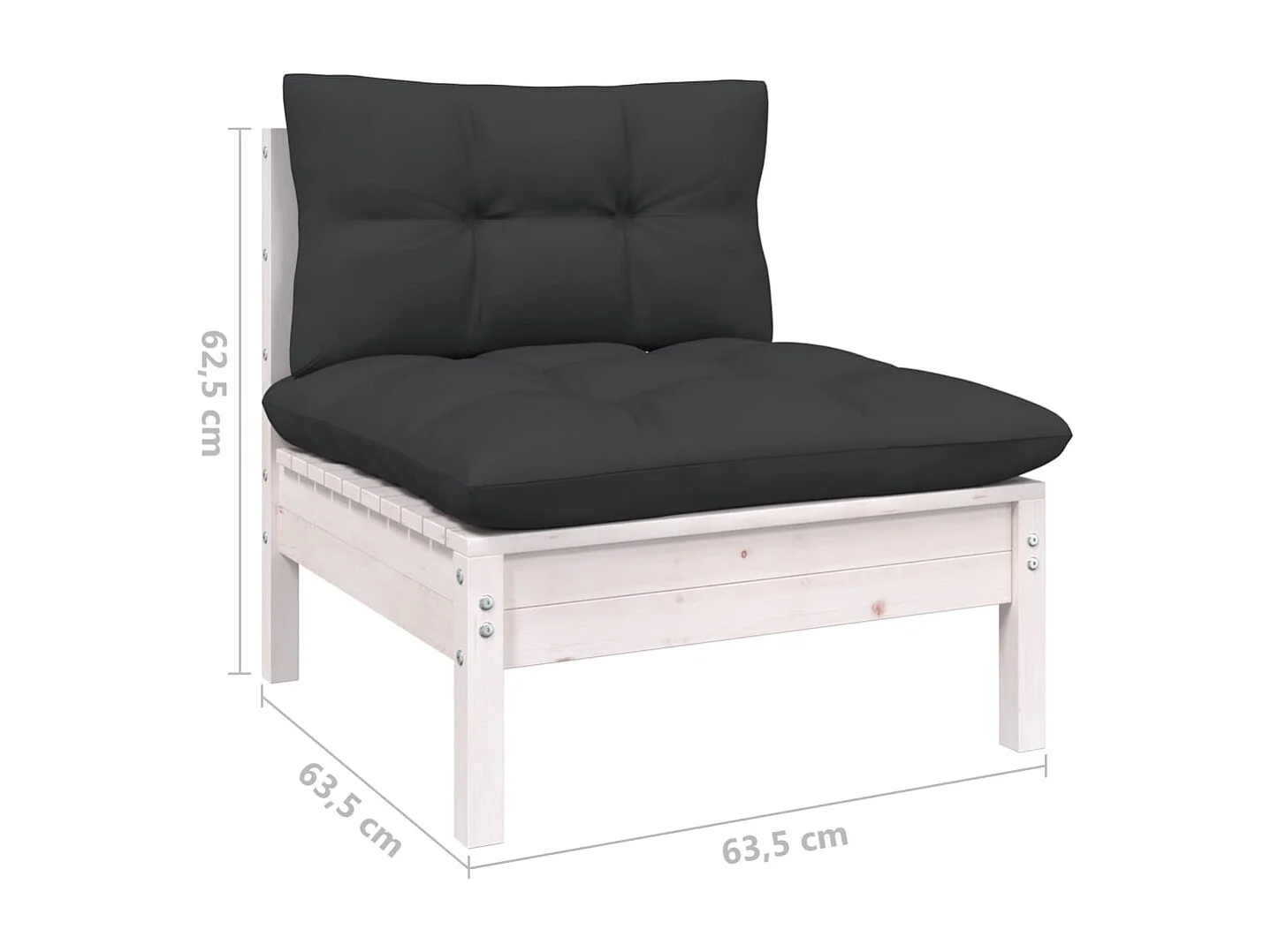 Salon de jardin 9 pcs avec coussins Blanc Bois de pin solide