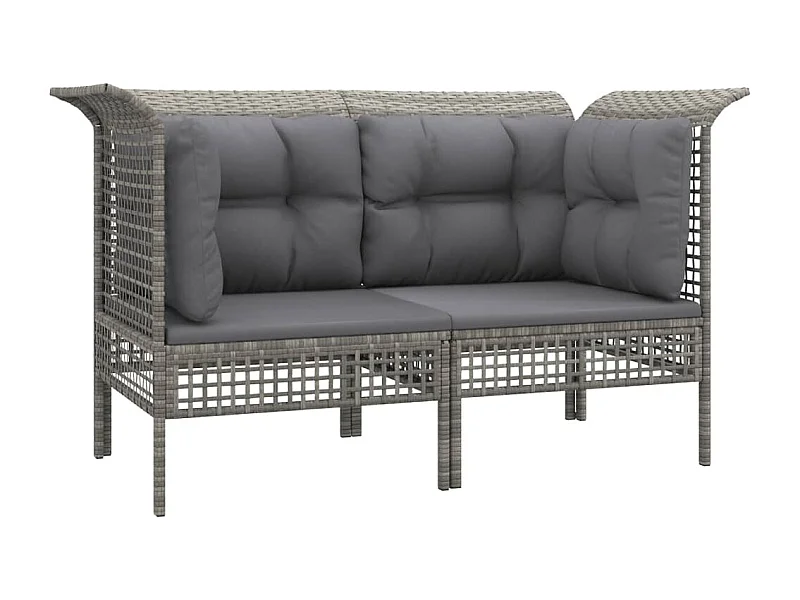 Canapés d'angle de jardin et coussins 2 pcs gris résine tressée