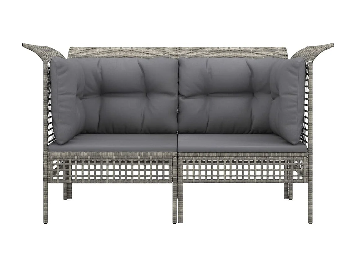Canapés d'angle de jardin et coussins 2 pcs gris résine tressée