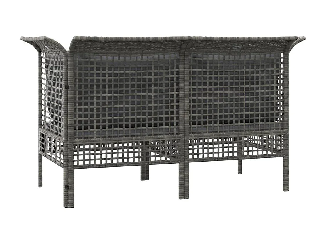 Canapés d'angle de jardin et coussins 2 pcs gris résine tressée