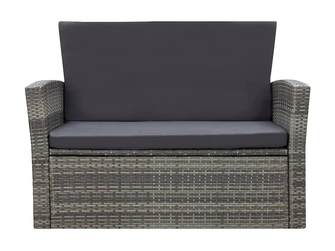 Salon de jardin 4 pcs avec coussins Résine tressée Gris 27