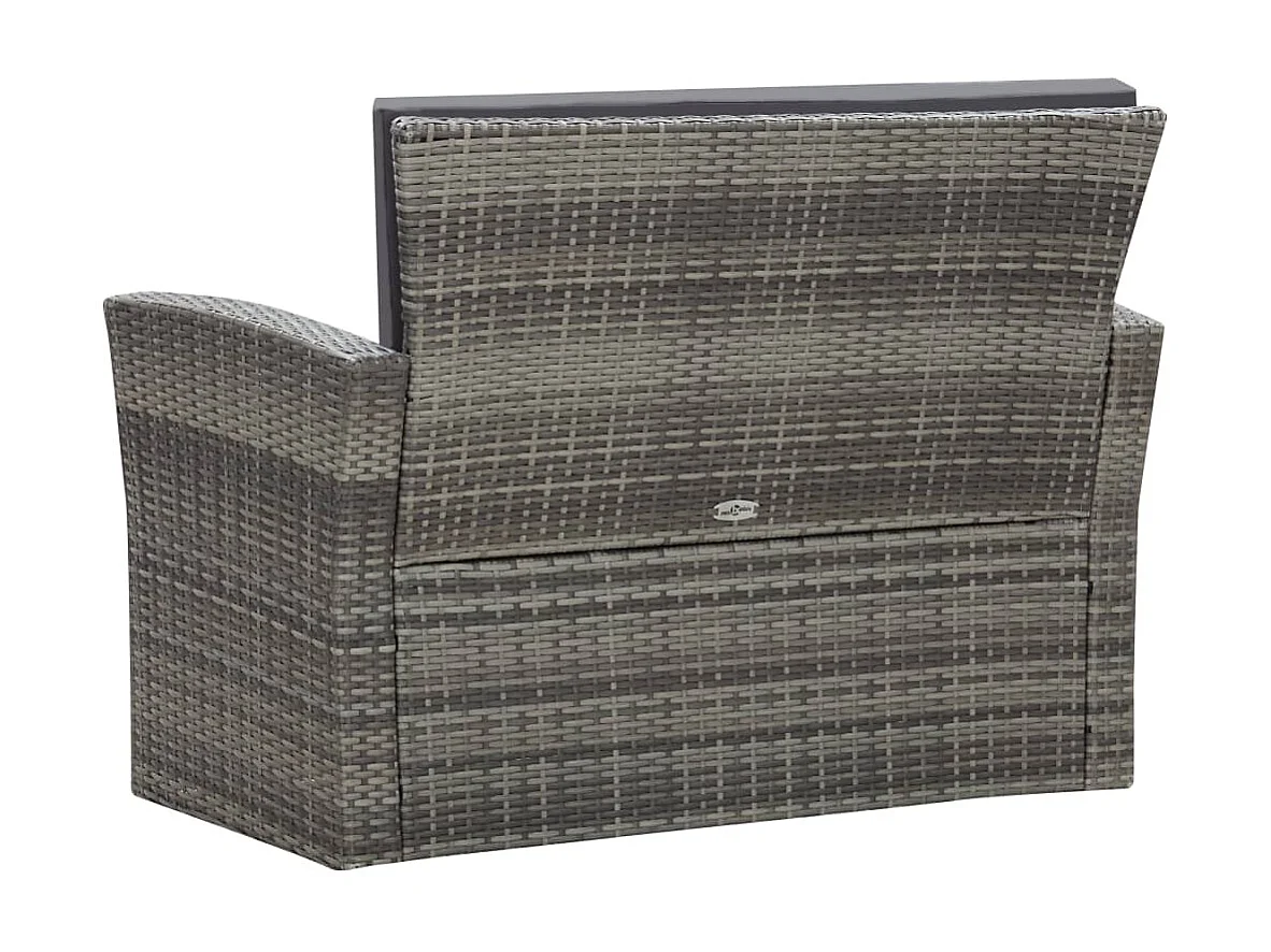 Salon de jardin 4 pcs avec coussins Résine tressée Gris 27