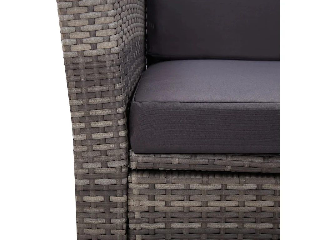 Salon de jardin 4 pcs avec coussins Résine tressée Gris 27