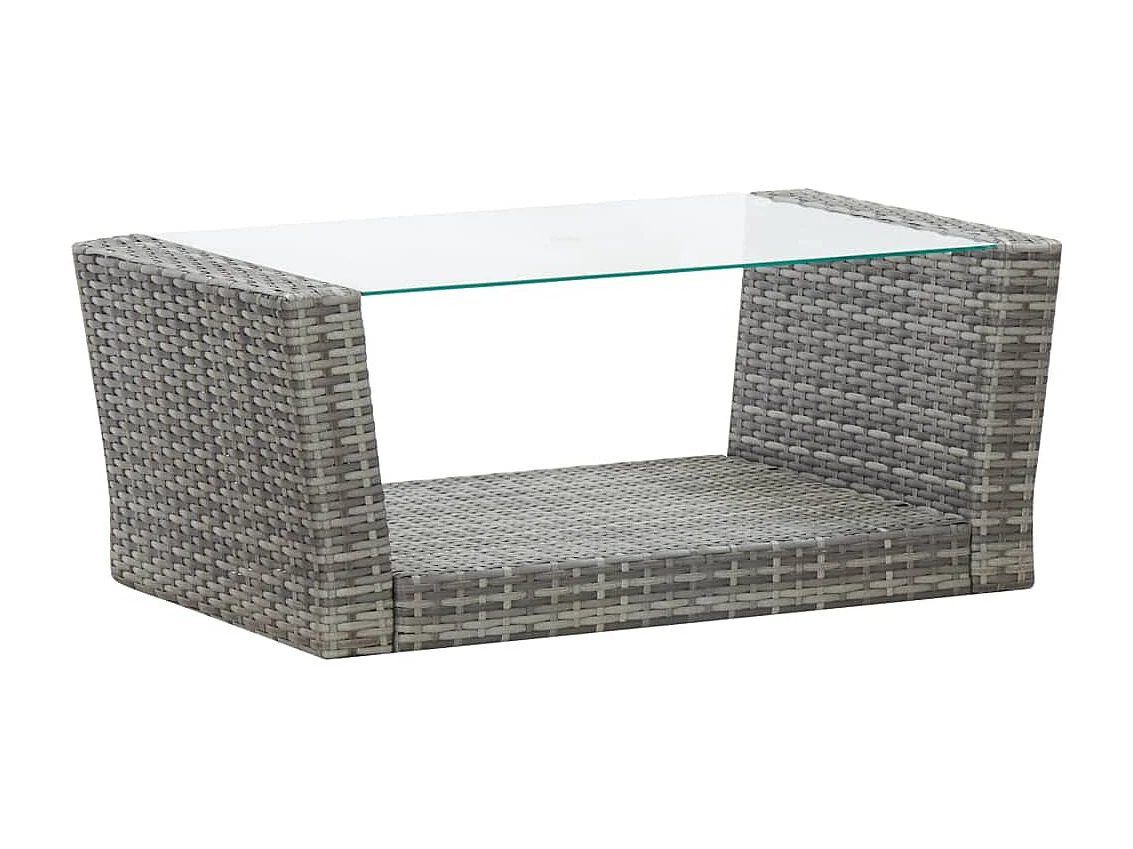 Salon de jardin 4 pcs avec coussins Résine tressée Gris 27