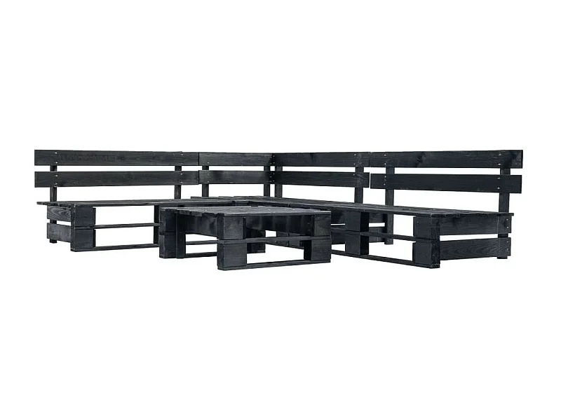 Canapés de jardin palette 4 pcs Noir Bois 2
