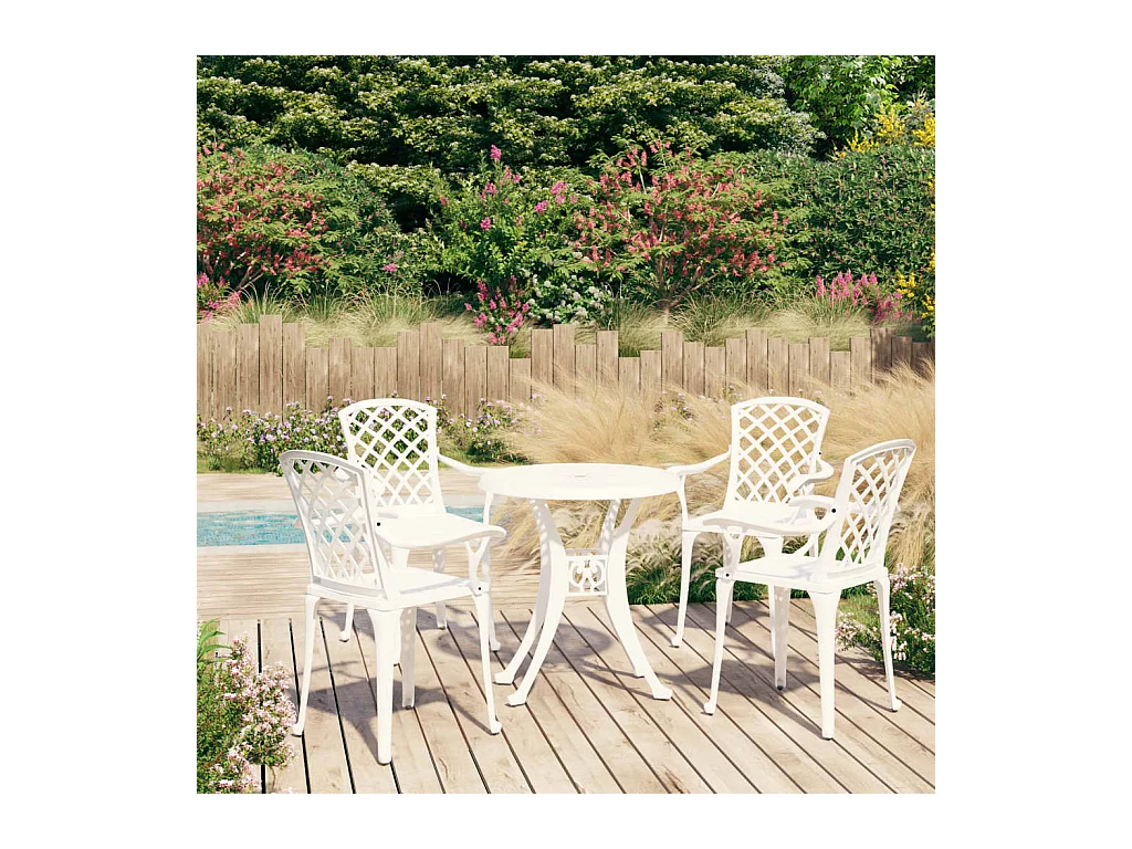 Ensemble de bistro 5 pcs Aluminium coulé Blanc 6