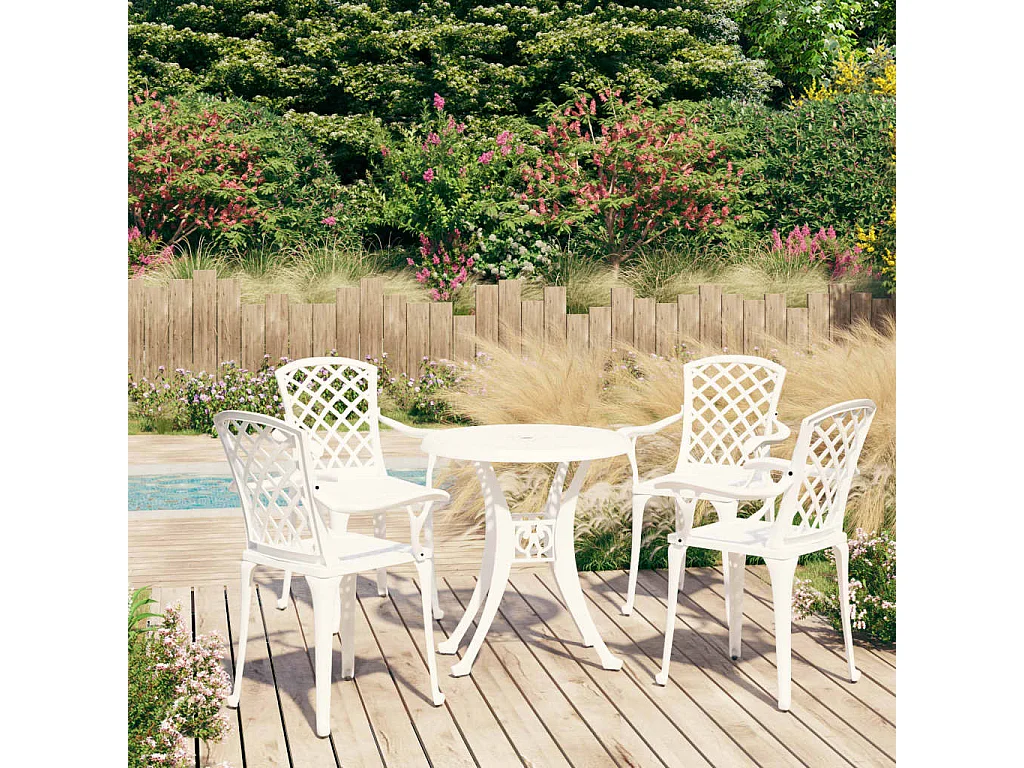 Ensemble de bistro 5 pcs Aluminium coulé Blanc 6