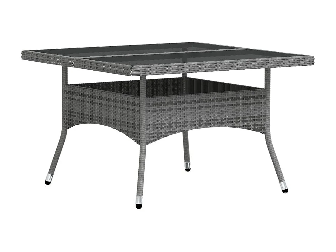 Mobilier dîner jardin 5 pcs Résine tressée et verre trempé Gris