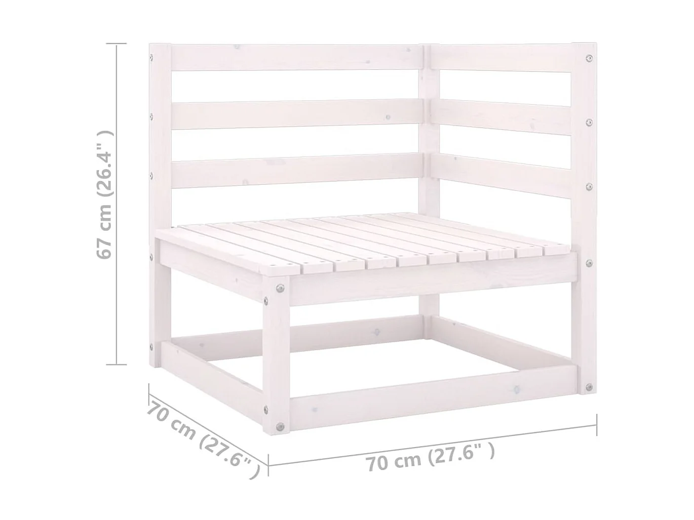 Salon de jardin 10 pcs avec coussins Blanc Bois de pin massif 24