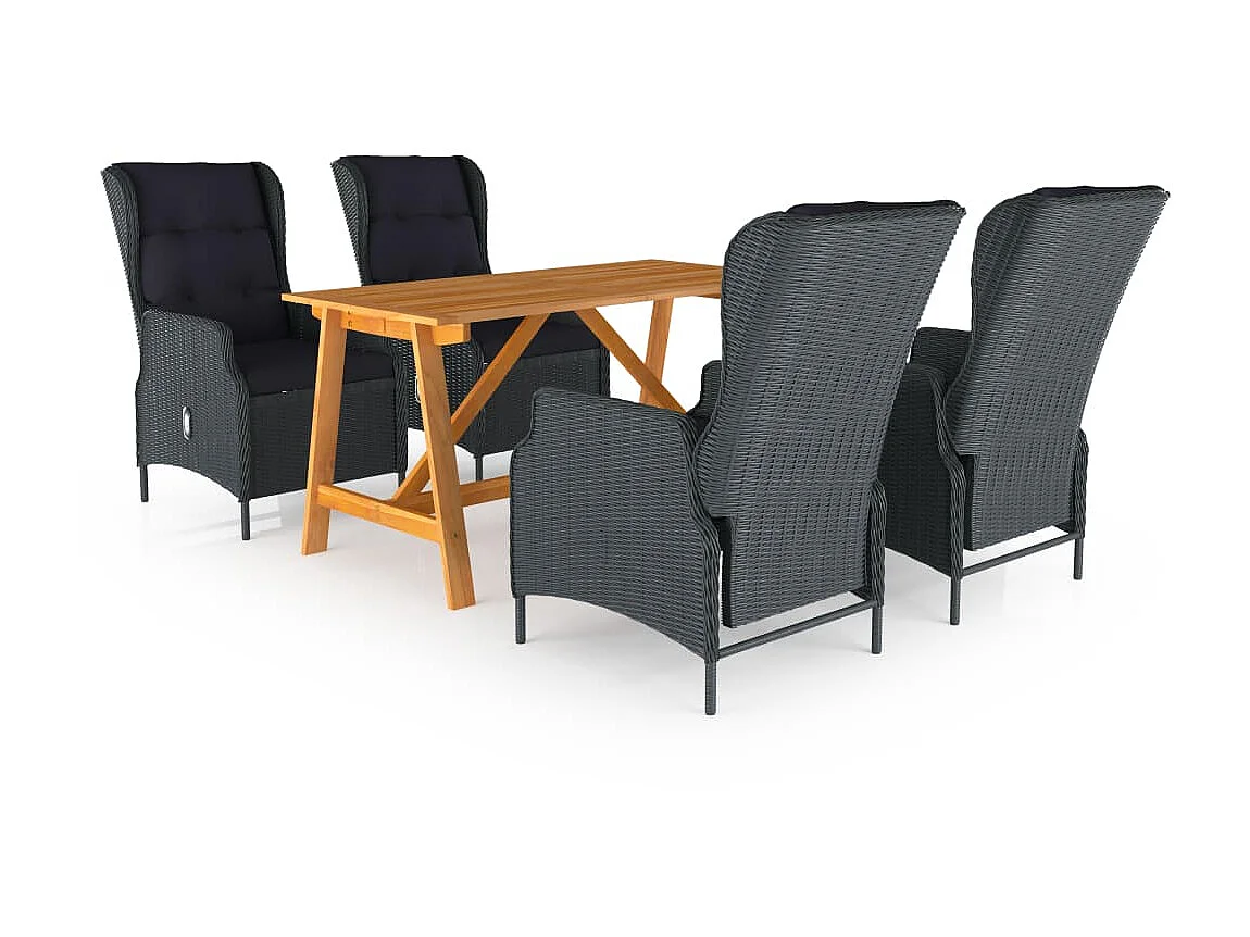 Ensemble de salle à manger de jardin 5 pcs Gris foncé 10