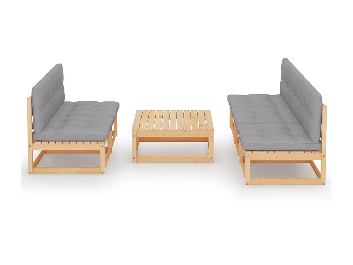 Salon de jardin 6 pcs avec coussins Bois de pin massif 14