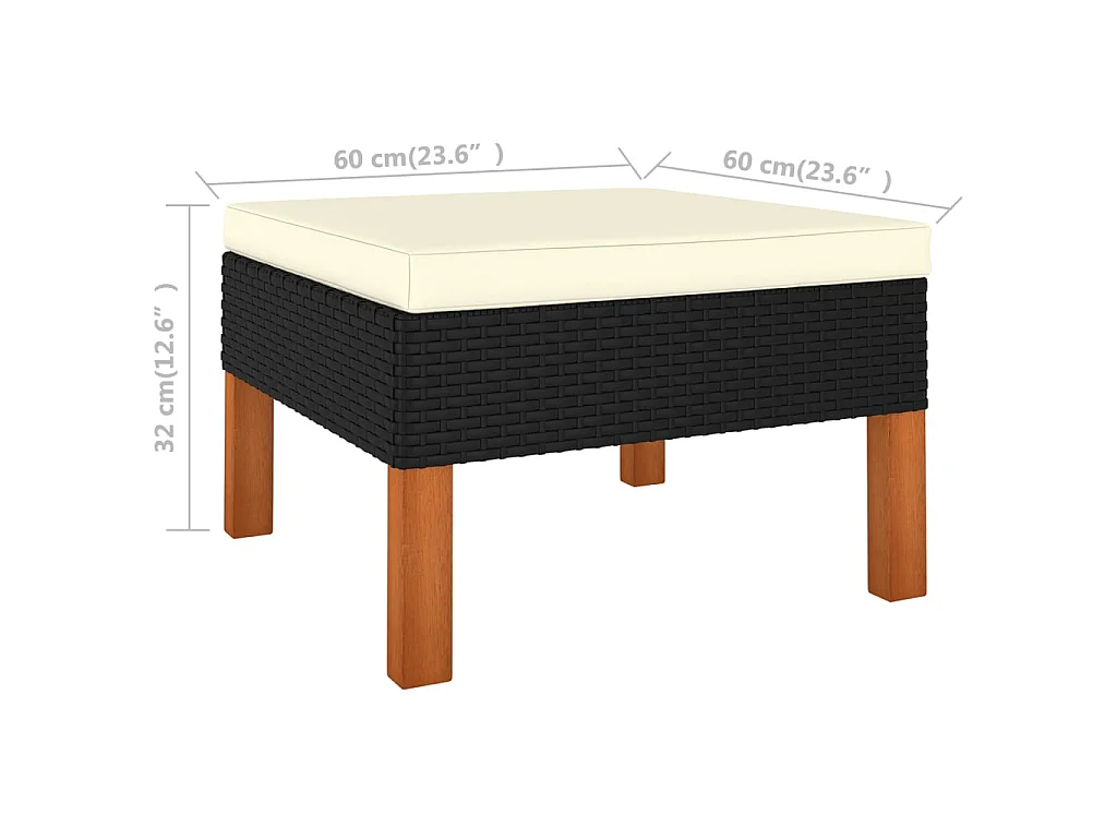 Salon de jardin 7 pcs Résine tressée et bois d'eucalyptus Noir 2