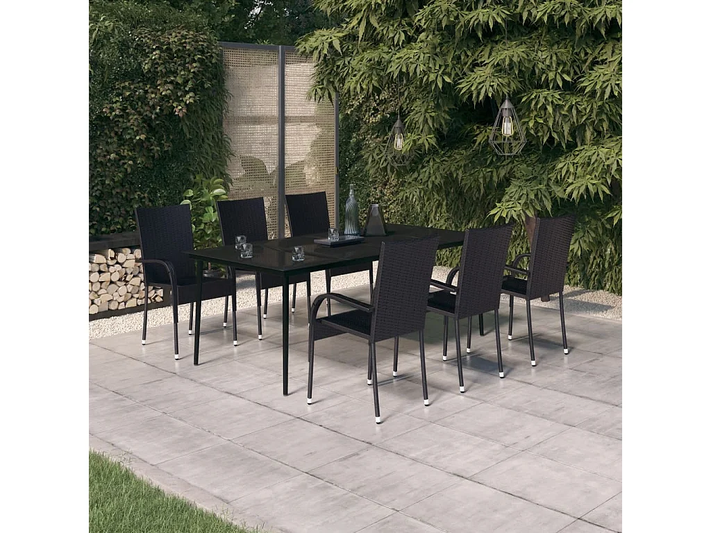 Ensemble de salle à manger de jardin 7 pcs Noir 33