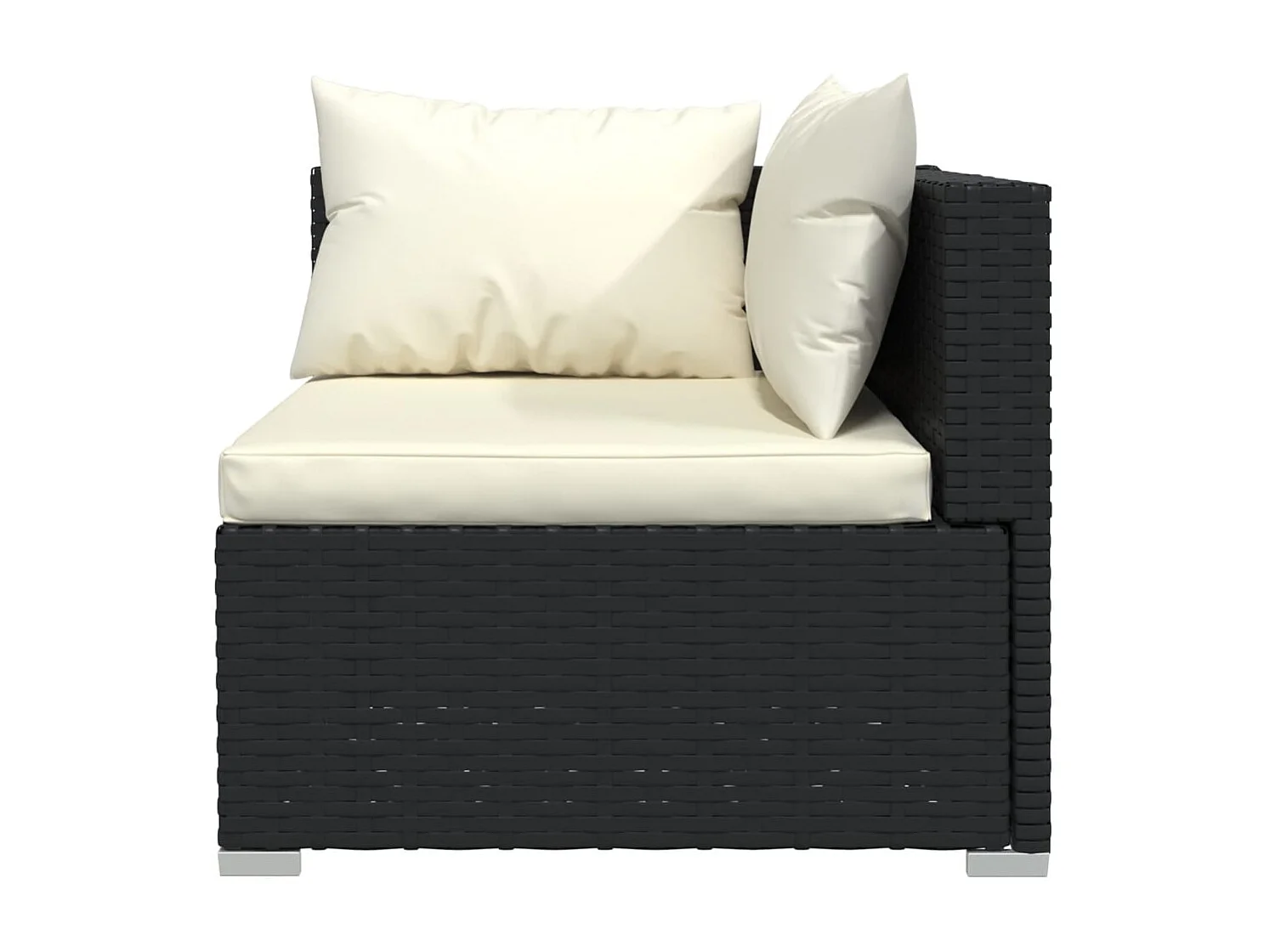 Salon de jardin 6 pcs avec coussins Résine tressée Noir 3