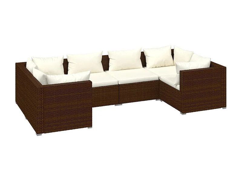 Salon de jardin 6 pcs avec coussins Résine tressée Marron 5