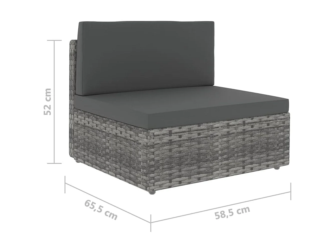 Salon de jardin 4 pcs avec coussins Gris Résine tressée 3