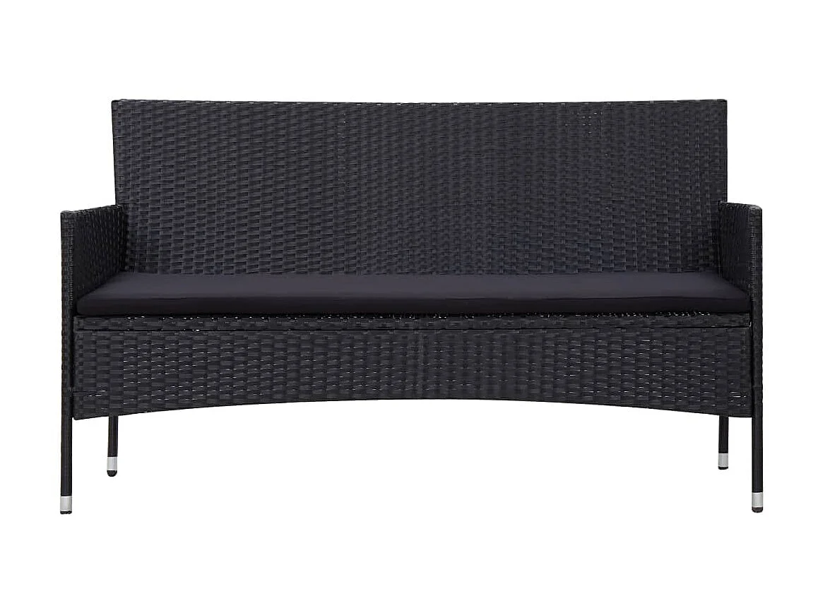 Salon de jardin 5 pcs avec coussins Résine tressée Noir 49