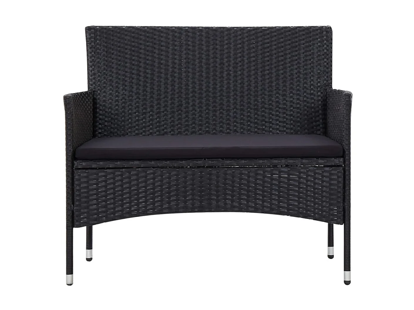 Salon de jardin 5 pcs avec coussins Résine tressée Noir 49