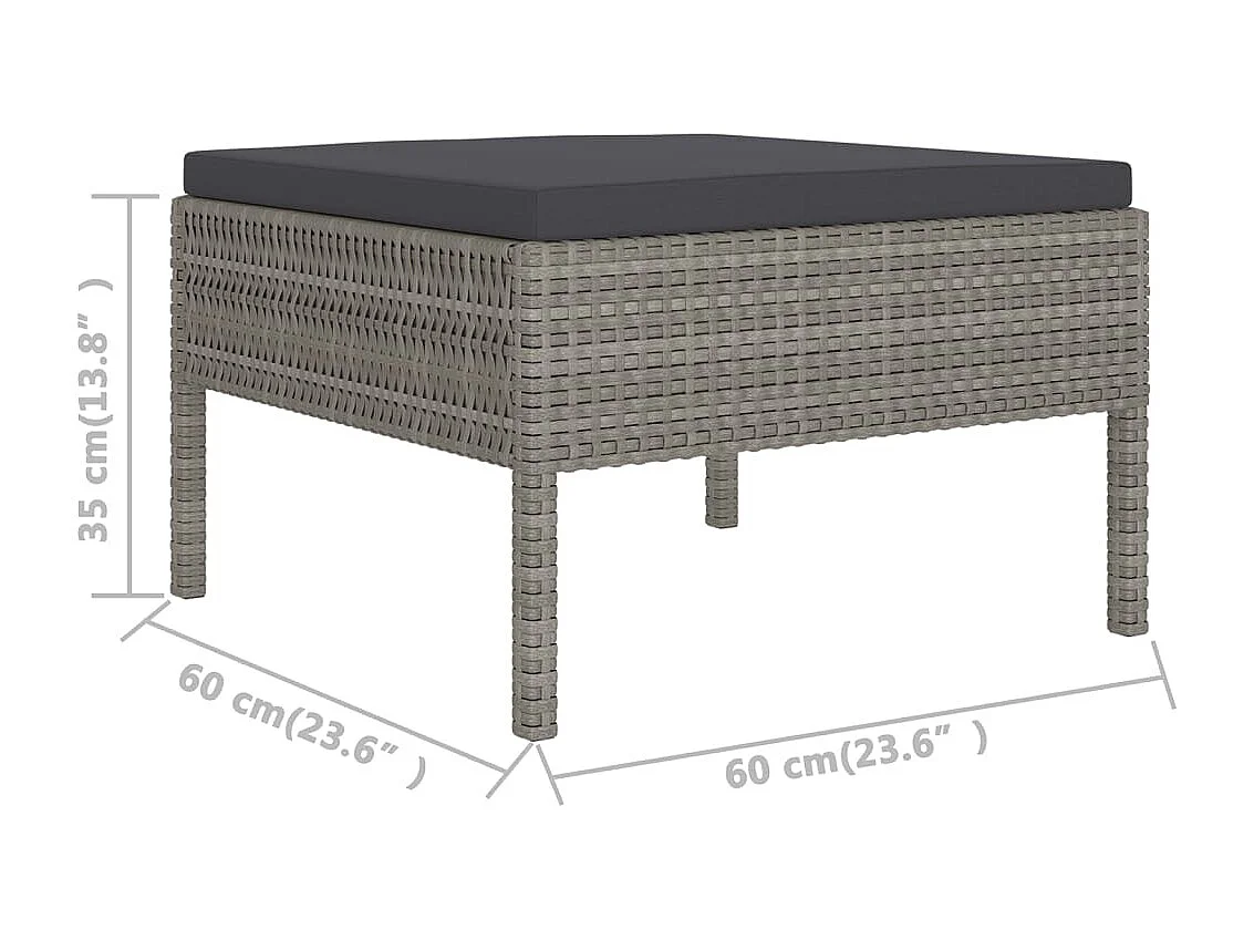 Salon de jardin 7 pcs avec coussins Résine tressée Gris 38