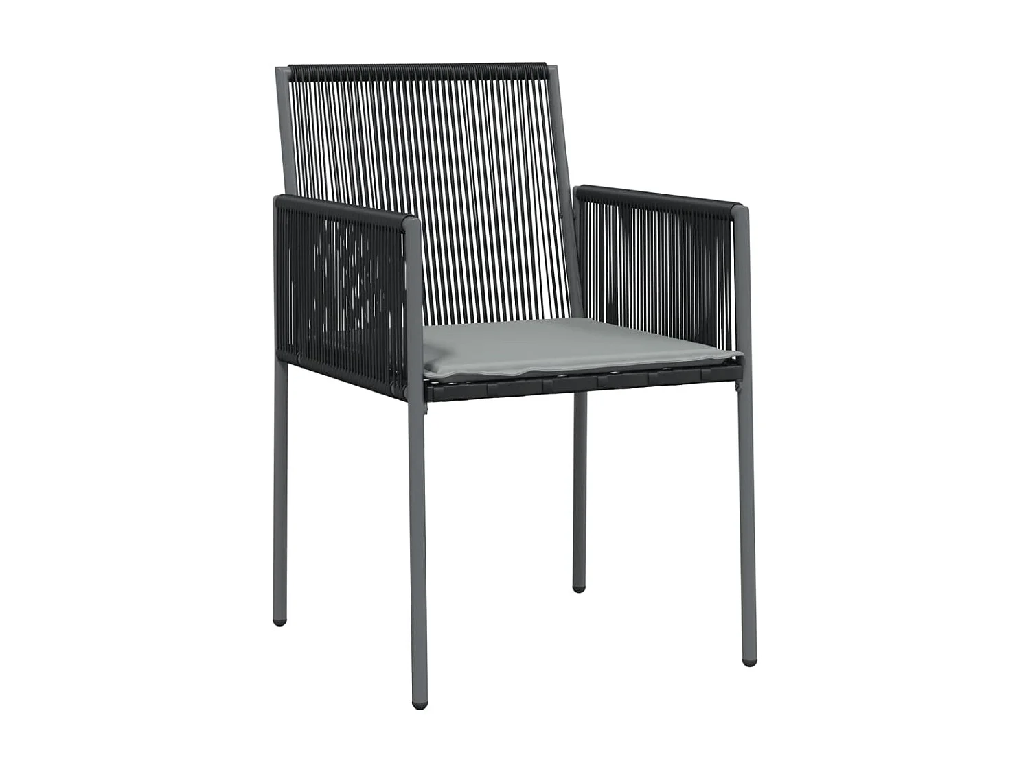 Ensemble à dîner de jardin coussins 5 pcs noir rotin et acier