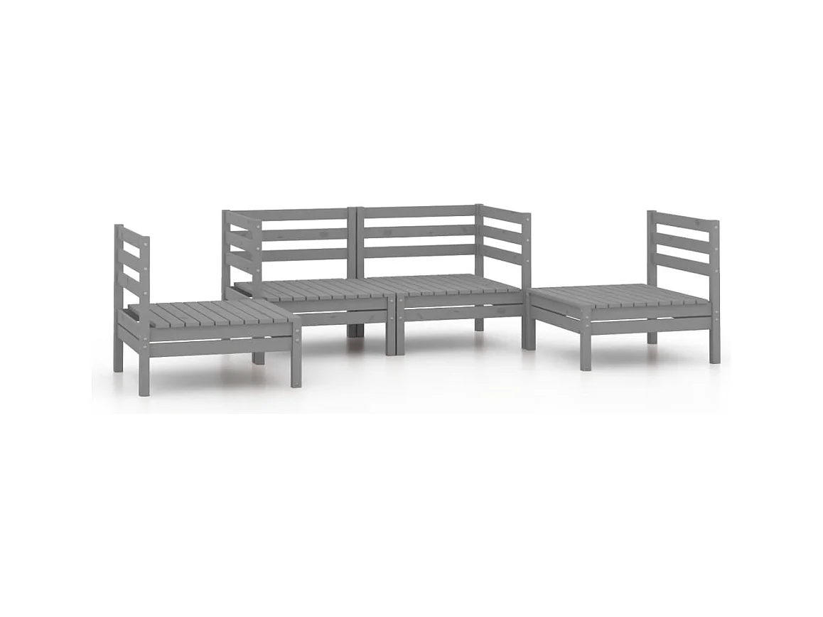 Salon de jardin 4 pcs Gris Bois de pin massif 13