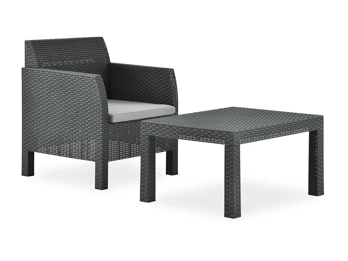 Salon de jardin 2 pcs avec coussin PP Anthracite