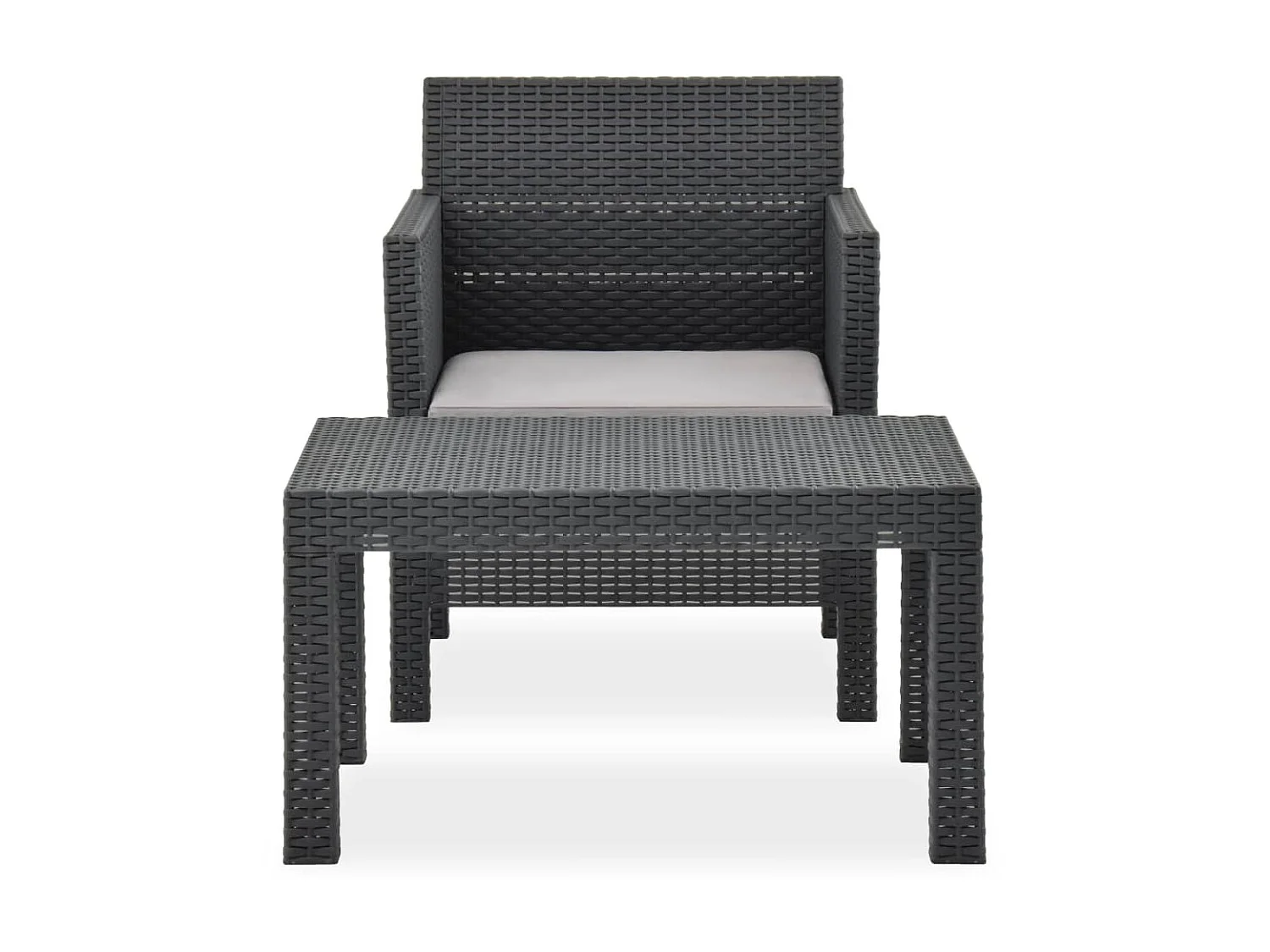 Salon de jardin 2 pcs avec coussin PP Anthracite