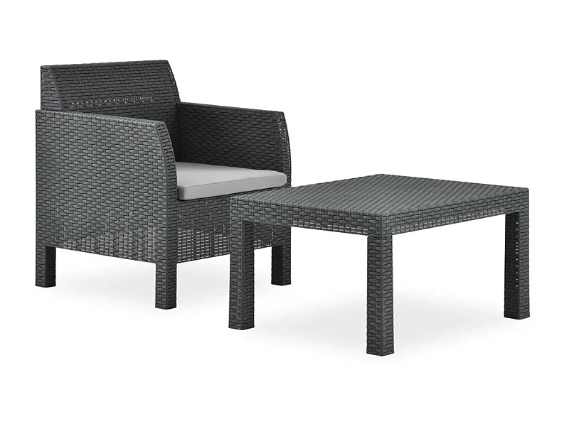 Salon de jardin 2 pcs avec coussin PP Anthracite