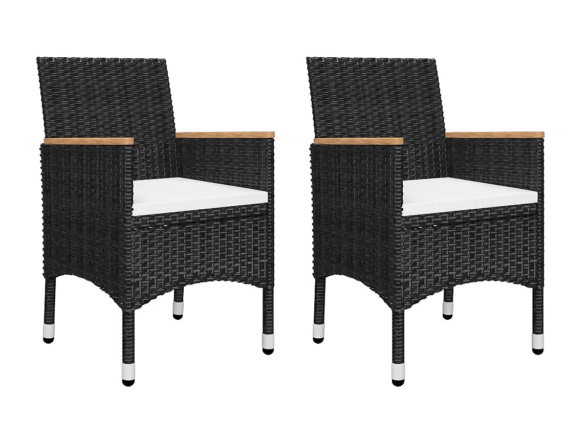 Ensemble de bistro 3 pcs Résine tressée et bois d'acacia Noir