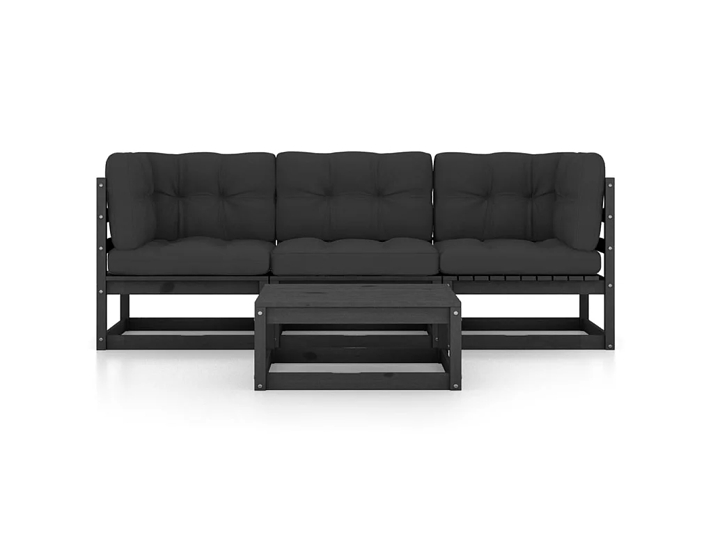 Salon de jardin 4 pcs avec coussins Bois de pin massif 21