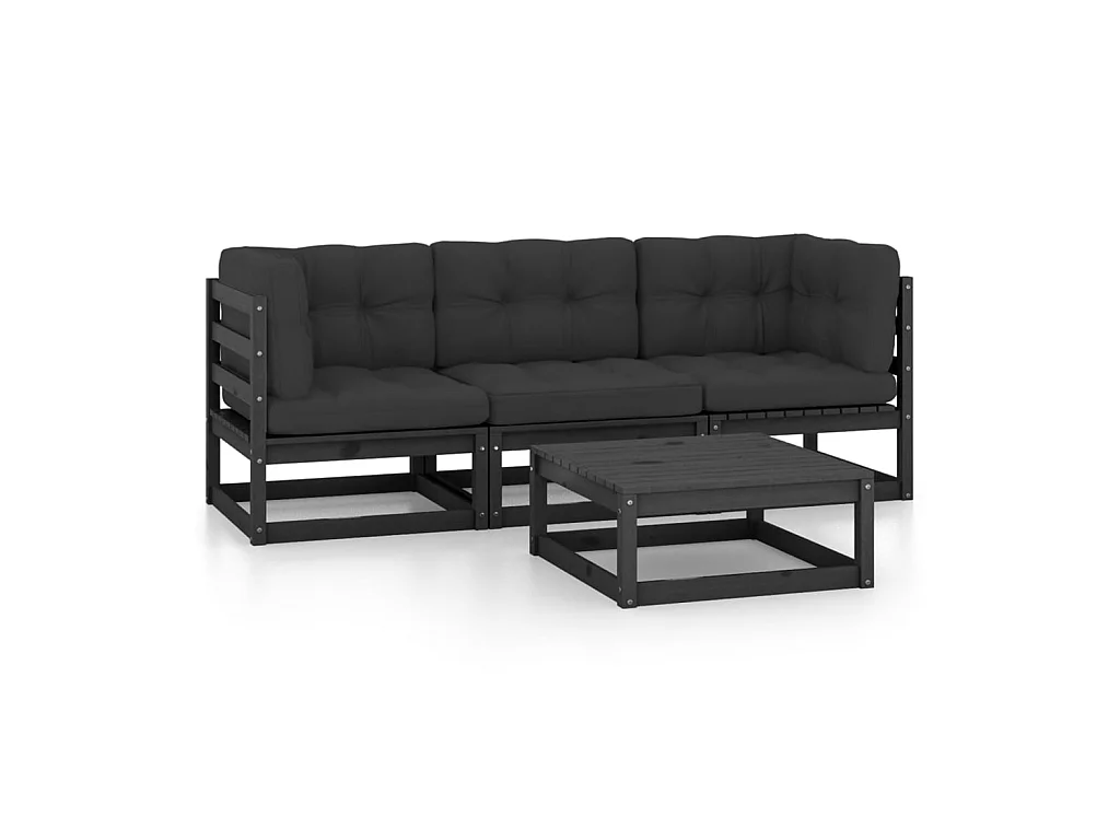 Salon de jardin 4 pcs avec coussins Bois de pin massif 21