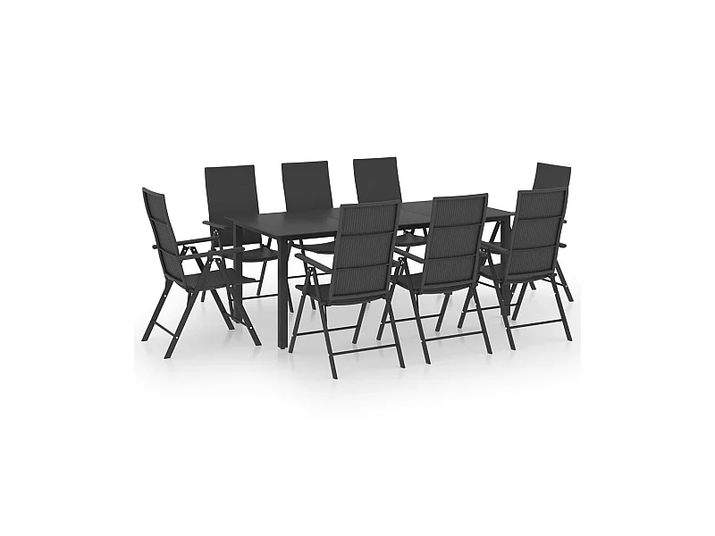 Ensemble de salle à manger de jardin 9 pcs Noir 23