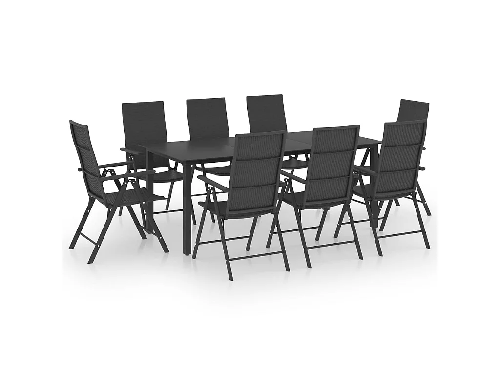 Ensemble de salle à manger de jardin 9 pcs Noir 23