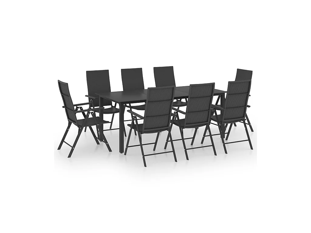 Ensemble de salle à manger de jardin 9 pcs Noir 23