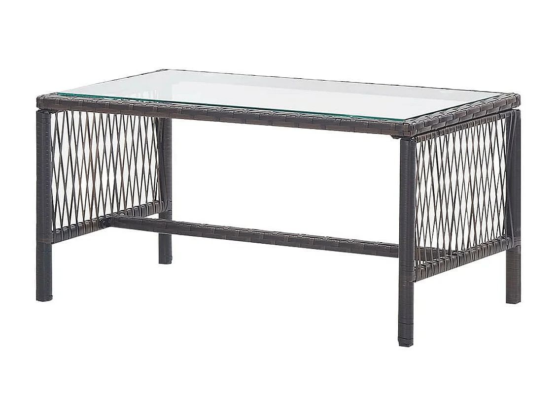 Salon de jardin 4 pcs avec coussins Résine tressée Marron 12