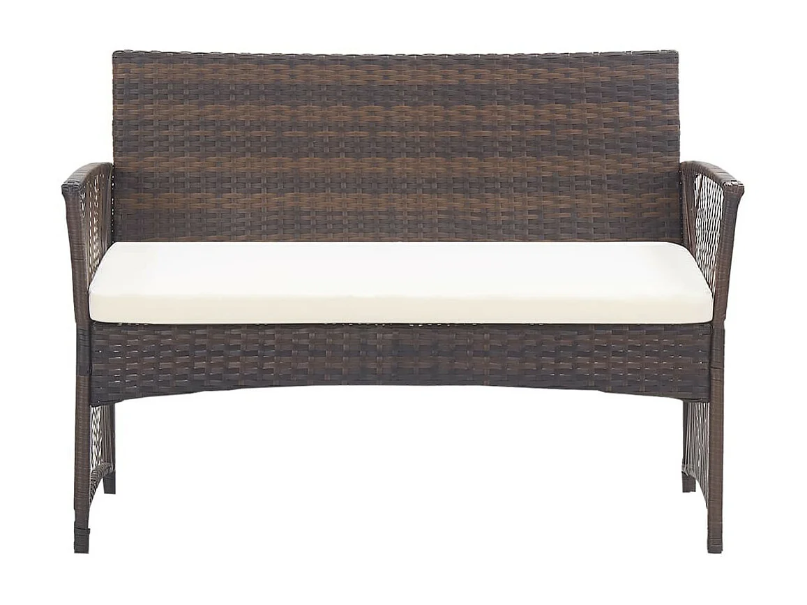 Salon de jardin 4 pcs avec coussins Résine tressée Marron 12