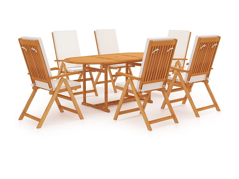 Salon de jardin 7 pcs avec coussins Bois de teck massif 4