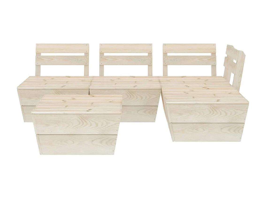 Salon de jardin palette 5 pcs Bois d'épicéa imprégné 2