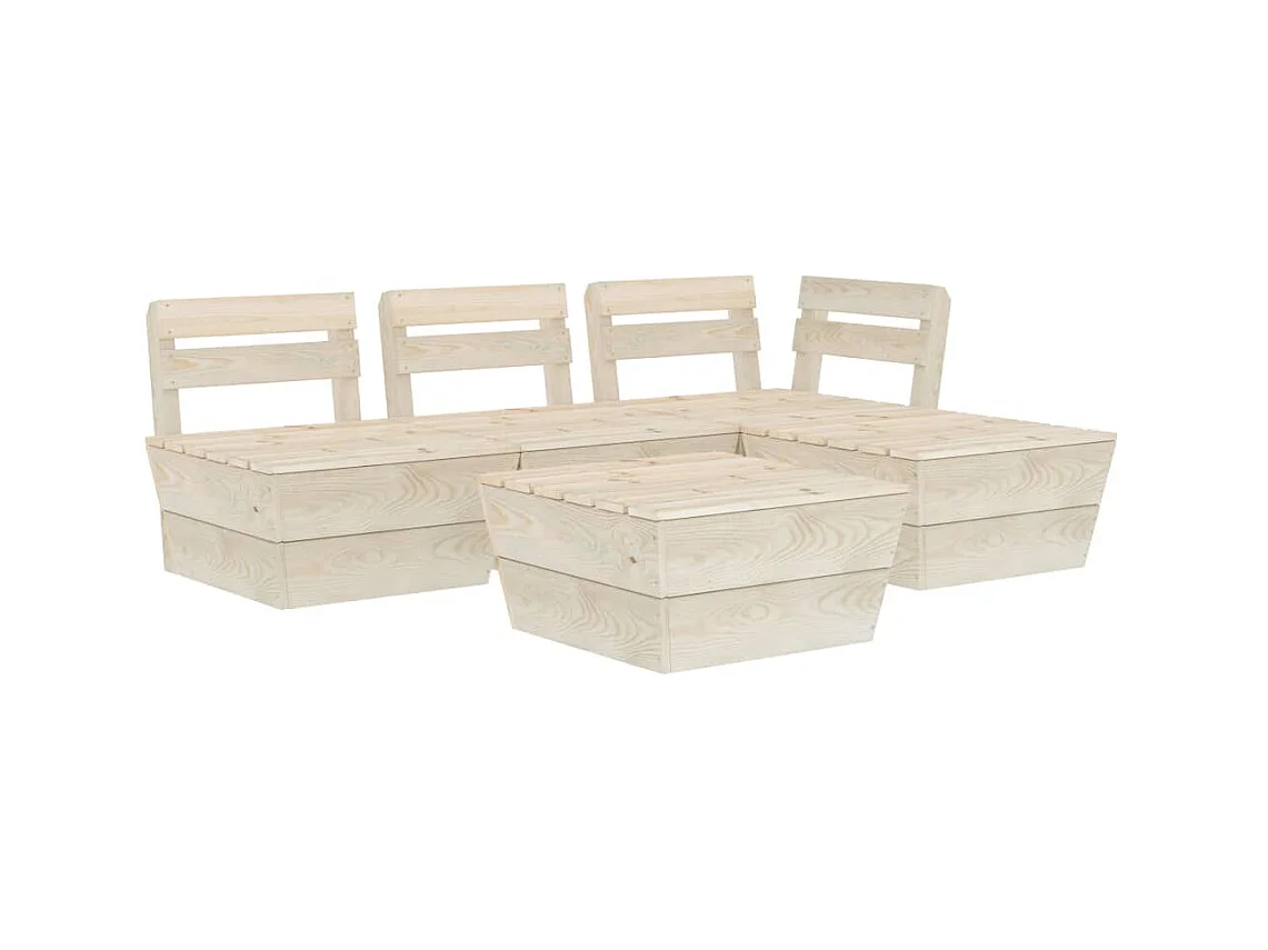 Salon de jardin palette 5 pcs Bois d'épicéa imprégné 2