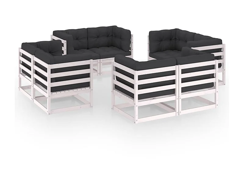 Salon de jardin 8 pcs avec coussins Bois de pin massif 12