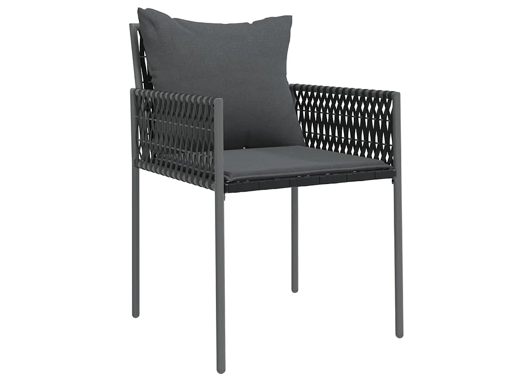 Ensemble à manger de jardin 3 pcs coussins résine tressée acier