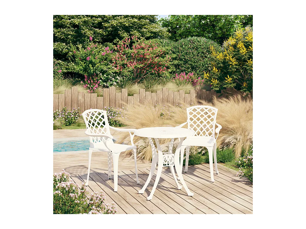 Ensemble de bistro 3 pcs Aluminium coulé Blanc 5