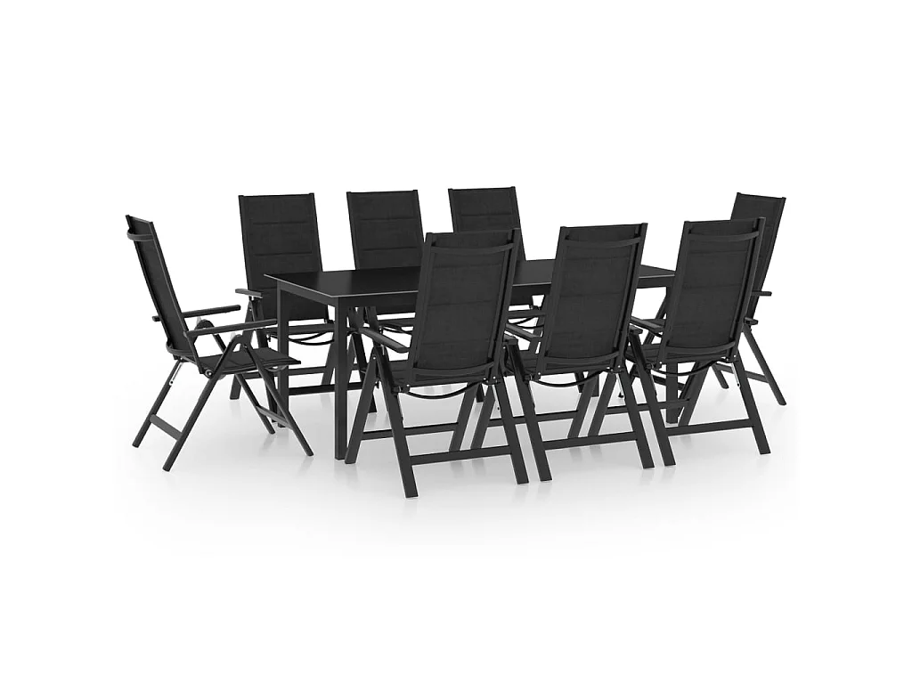 Ensemble de salle à manger de jardin 9 pcs Aluminium Anthracite 2
