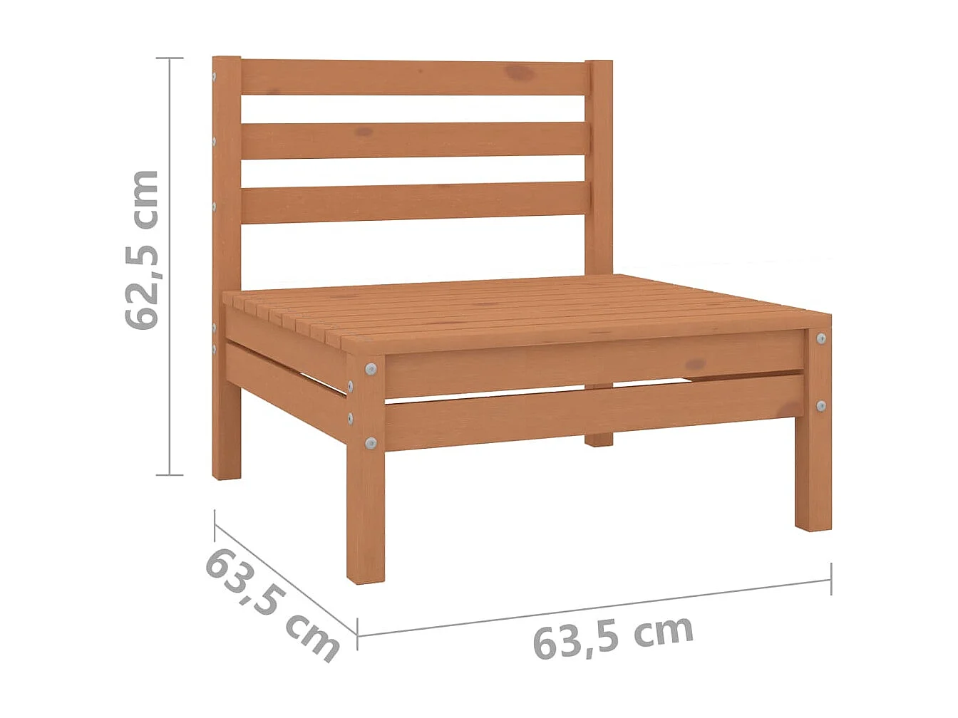 Salon de jardin 6 pcs Marron miel Bois de pin massif 19