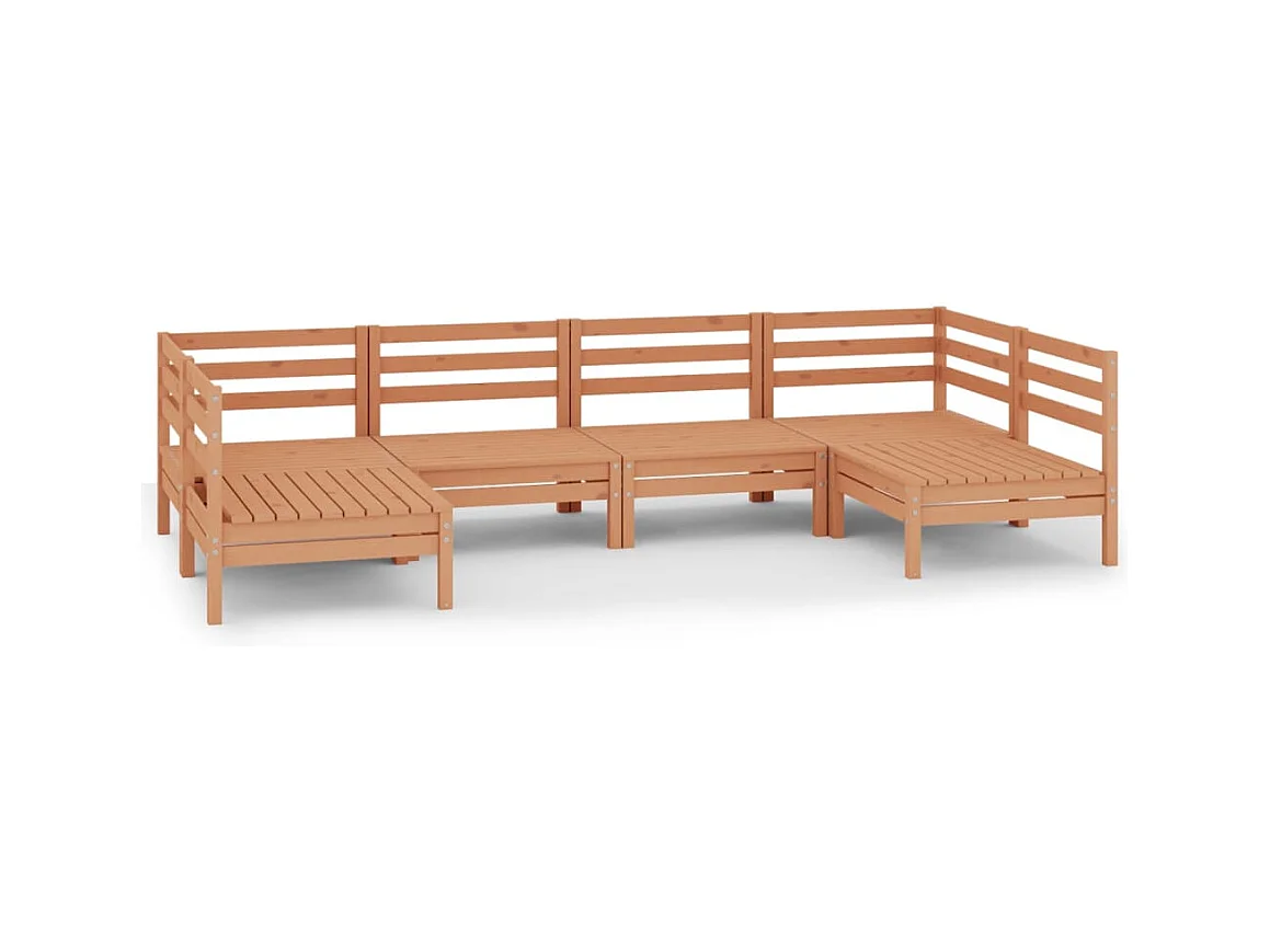 Salon de jardin 6 pcs Marron miel Bois de pin massif 19