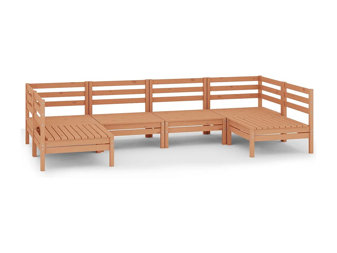 Salon de jardin 6 pcs Marron miel Bois de pin massif 19