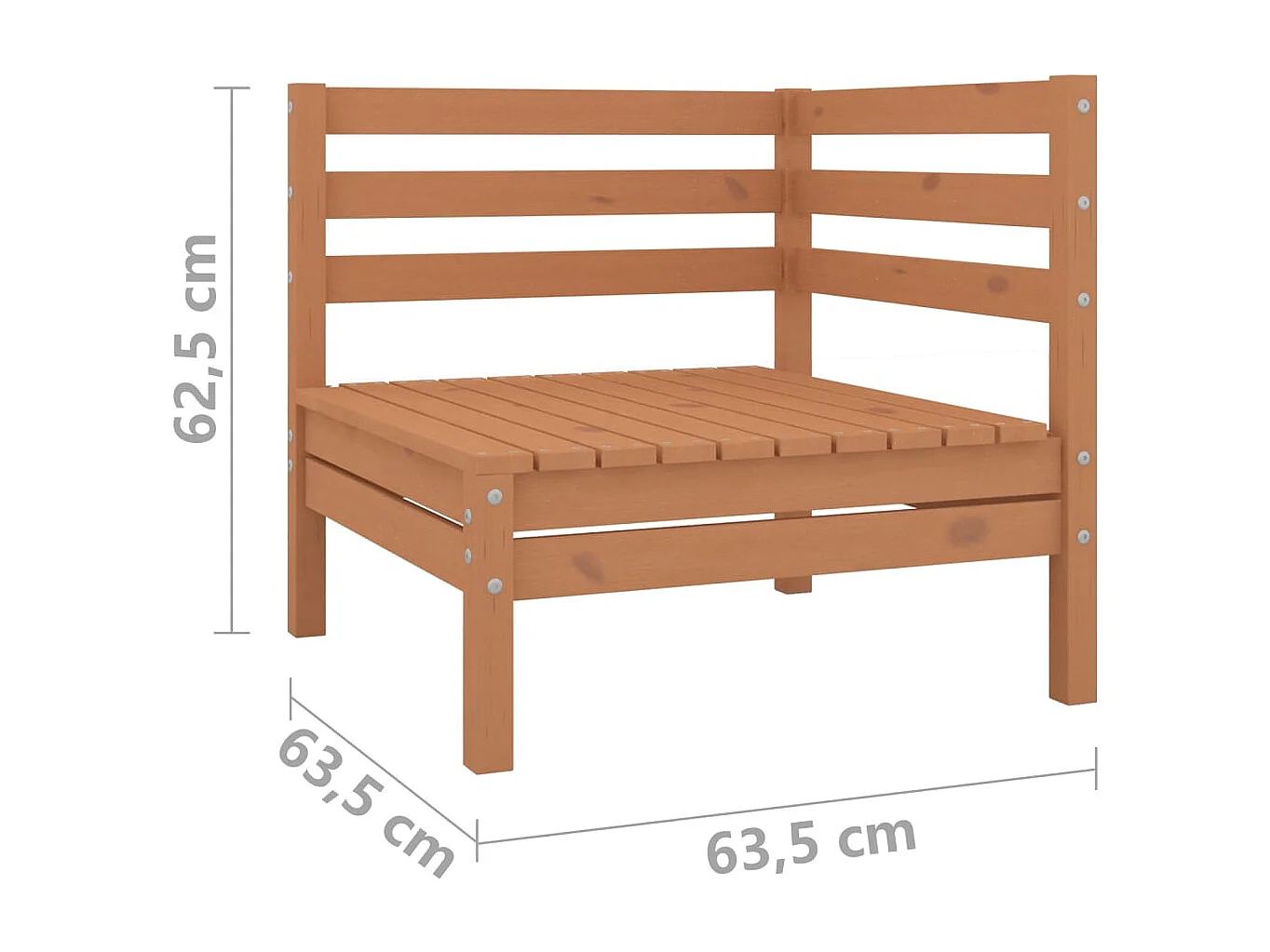 Salon de jardin 6 pcs Marron miel Bois de pin massif 19