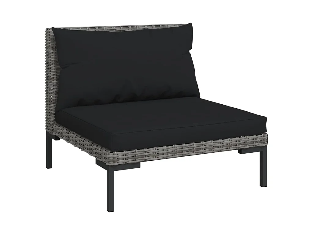 Salon de jardin 4 pcs avec coussins Résine tressée Gris foncé 3