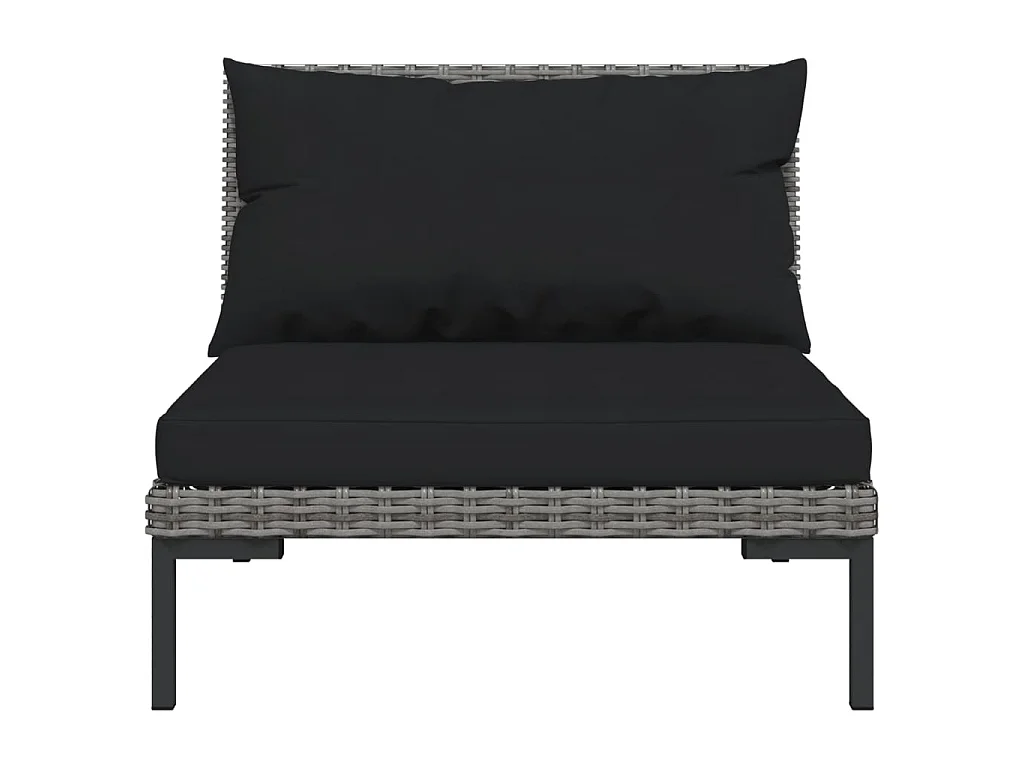 Salon de jardin 4 pcs avec coussins Résine tressée Gris foncé 3